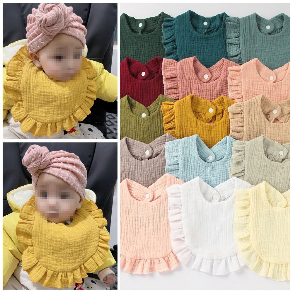 New Baby Bibs Towel With Ruffle Lace Edge Burp Cloth For Newborn Toddler Kids Cotton Gauze Saliva Bib