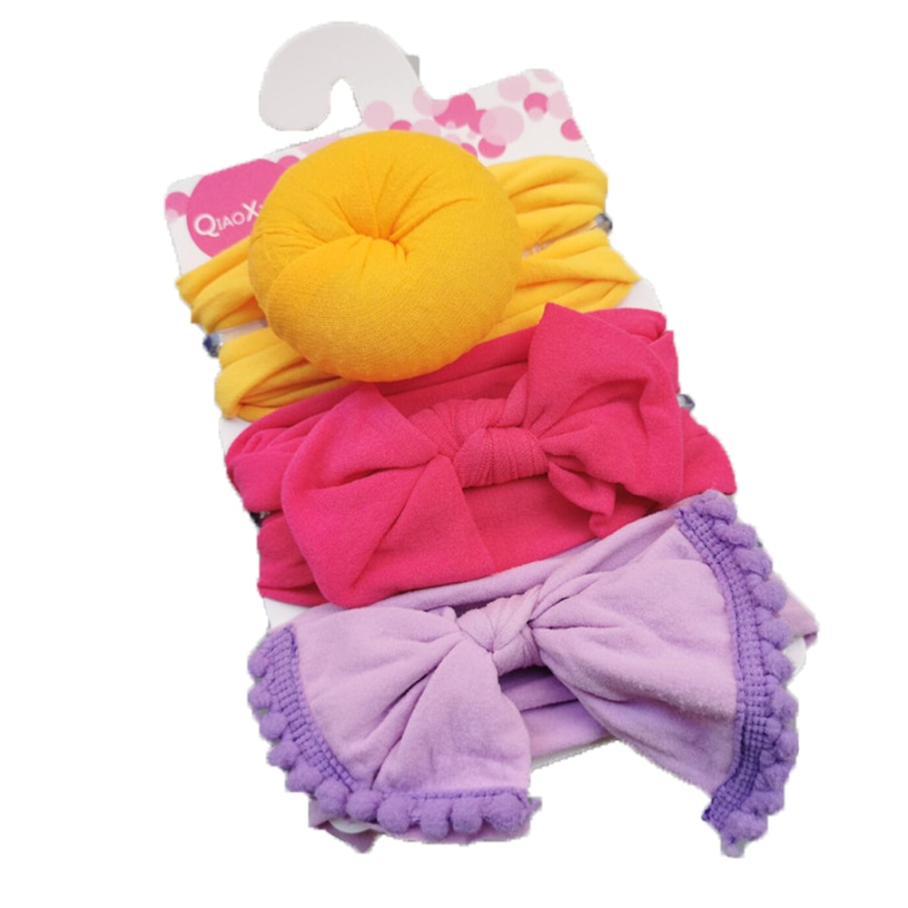 3Pcs/Set Solid Color Soft Nylon Elastic Baby Headband Bows Knotted Newborn Baby Girl Headbands Hair Accessories Girls Haarband