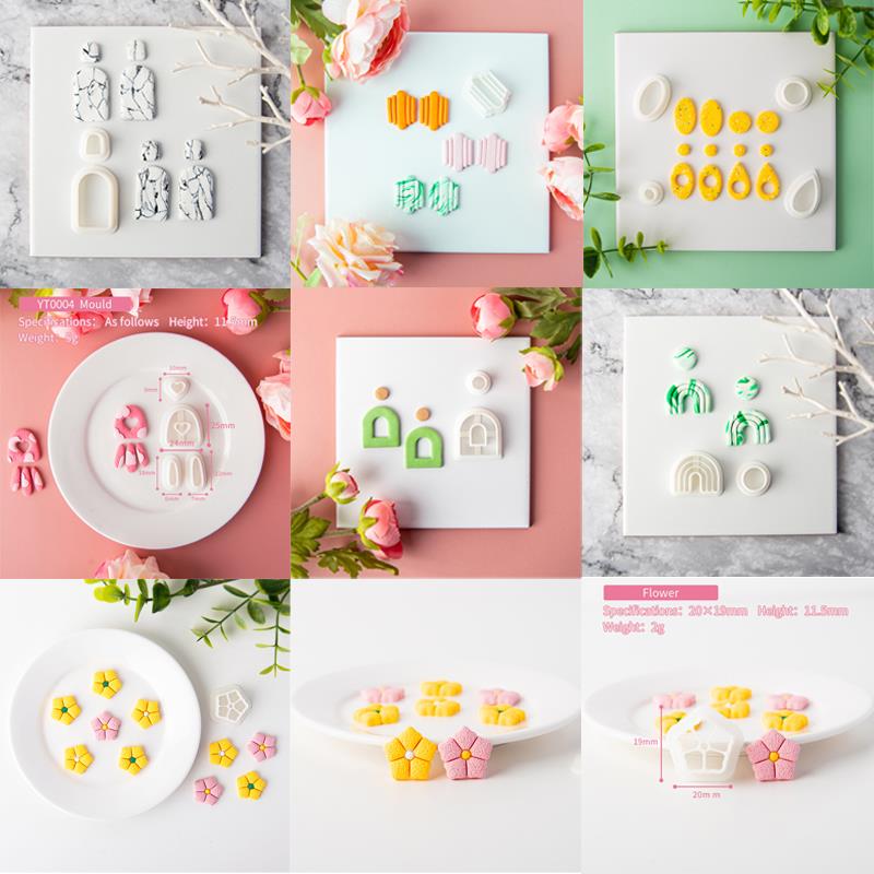Geometric Shape Soft Ceramic Earring Mold Clay Cutter Ellipse Hollow French Earrings Cut Mold For Earring Jewelry Pendant Making