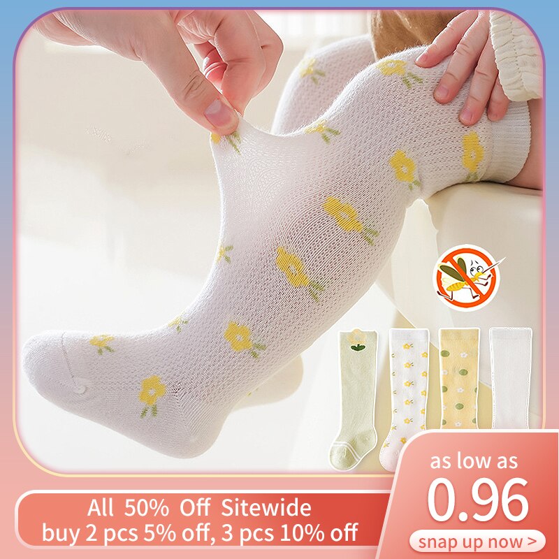 Summer Baby Mesh Long Socks Toddler Mosquito Proof Leg Sock Soft Cotton Breathable Newborn Knee High Socks Infant Anti-mosquito