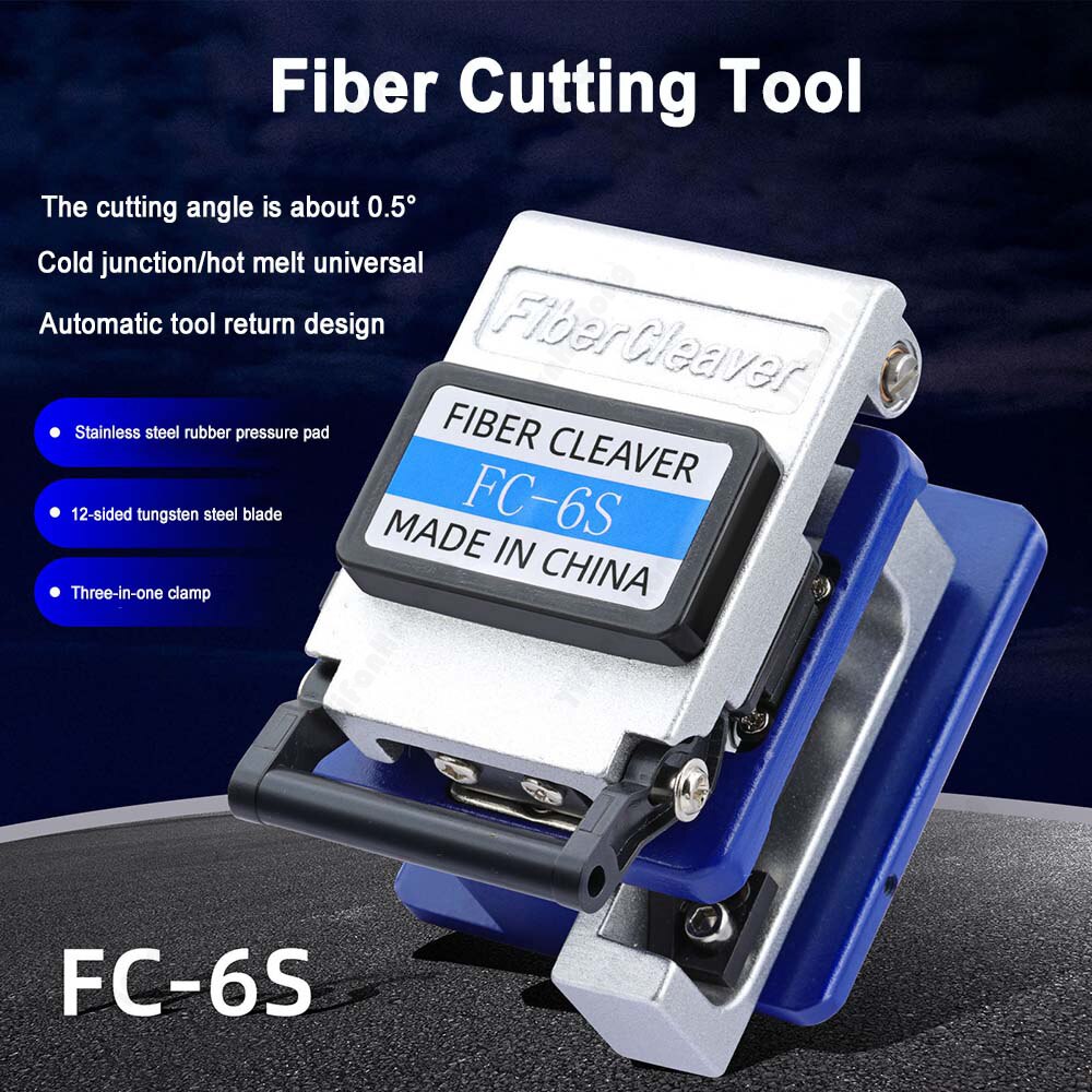 FC-6S Fiber Cleaver FTTH Optical Fiber Cable Cutting Tools Fiber Cable Cutter Knife 16 Surface Blade Metal Material