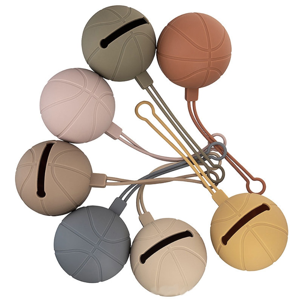 Food Grade Baby Nipple Holder Container Basketball Shape Lanyard Design Baby Nursing Accessories Silicone Pacifier Storage Bag