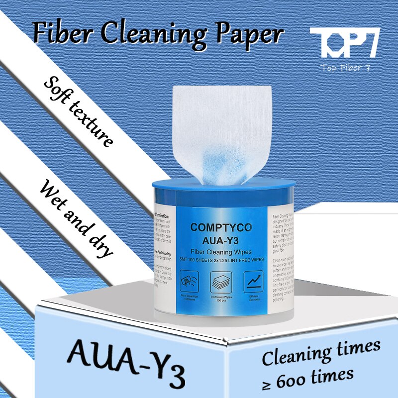 AUA-Y3 Fiber Cleaning Wipes Dustfree Paper Fiber Optic Low-lint Wipes Optical Fiber Clean Paper FTTH Tools Free Shipping
