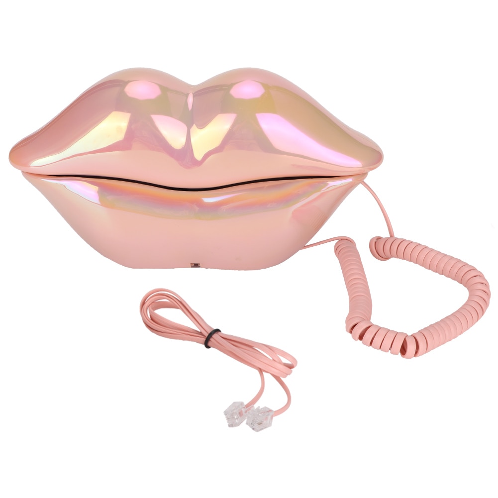 WX 3016 Mouth's Lips Shape Telephone Home Office Desktop Telephone Landline (Colorful Pink)