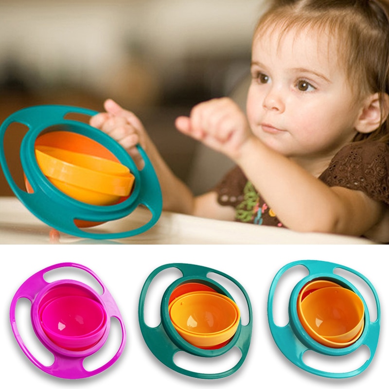 Umbrella 360 Universal Gyro Bowl Practical Design Children Rotary Balance Novelty Gyro Rotate Spill-Proof Solid Feeding Dishes