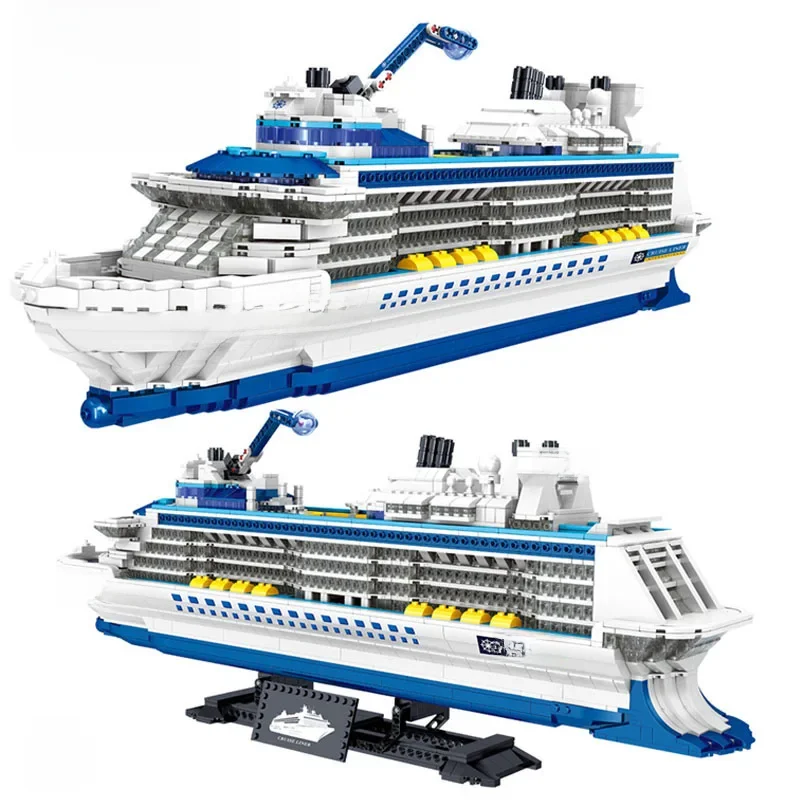 City 2428Pcs Cruise Liner Ship Sailing Boat Mini Model Building Blocks Creative Big Ocean Vessels