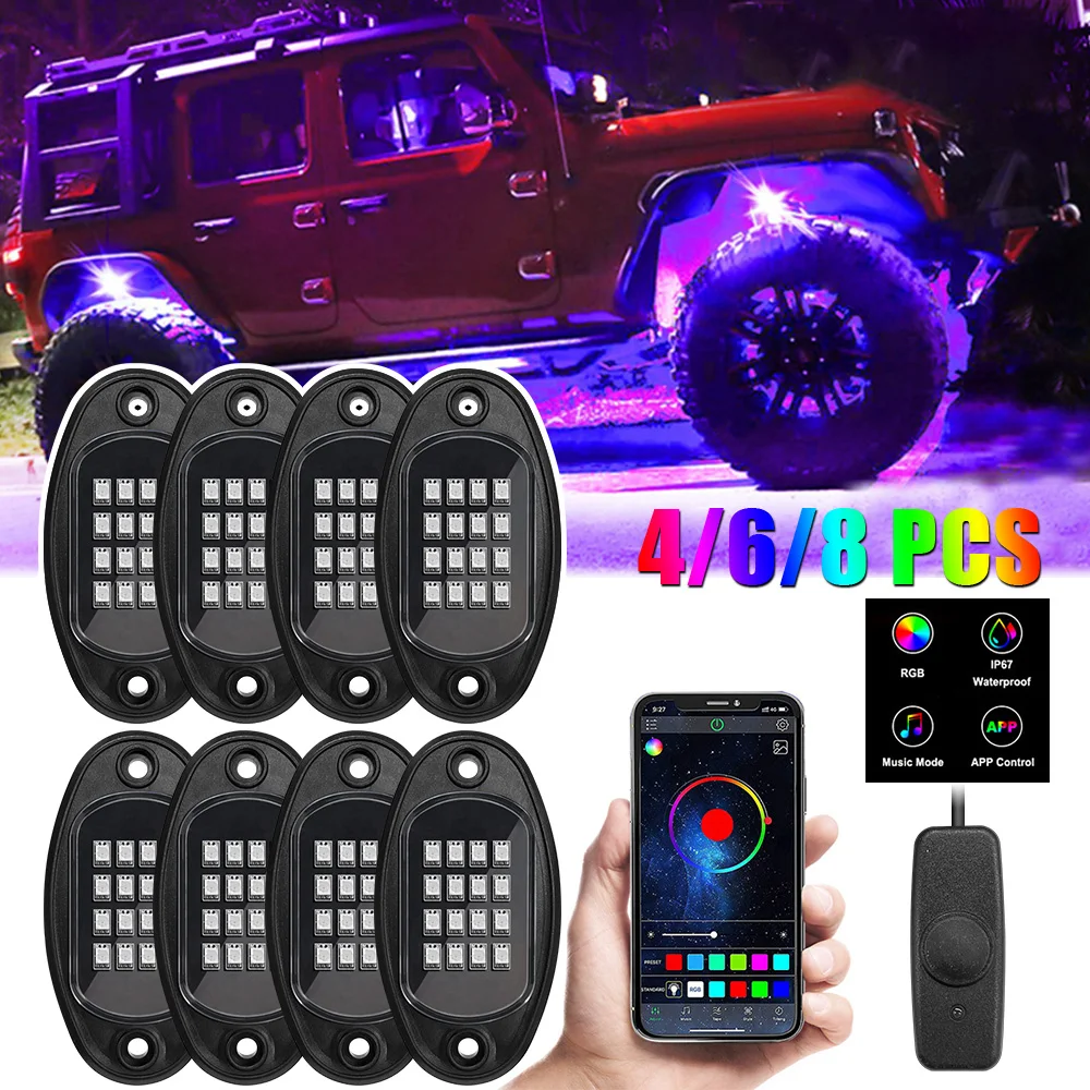 12V RGB Lights Car Chassis Undergolw Decorative Ambient Lamps LED Bluetooth Smart Cartronics For