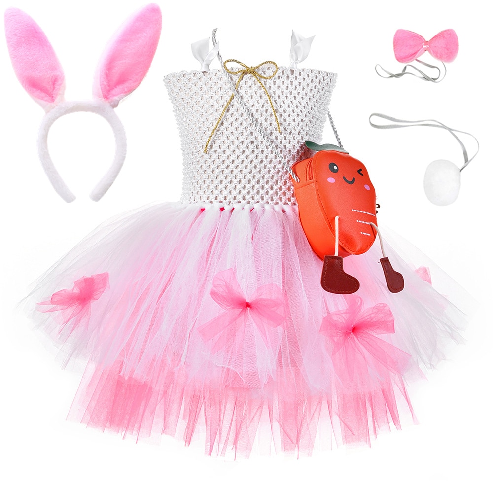 Easter Bunny Costume Kids Clothes Toddler Baby Girl Birthday Party Tutu Dresses Cosplay Rabbit Princess Dress for Girls Vestidos