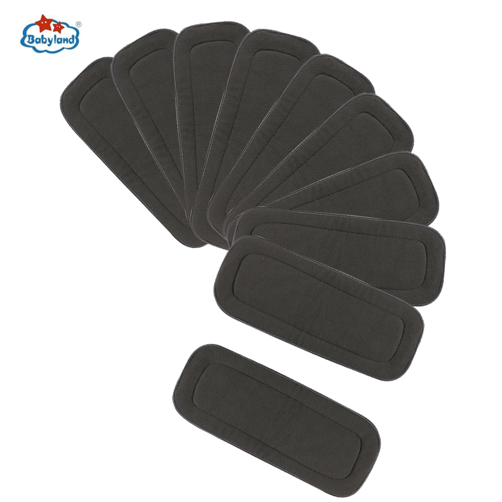 Babyland 10pcs/Group Bamboo Charcoal Inserts 5-Layers Cloth Diaper Absorbents Reusable Washable Diaper Nappy Cover Inserts