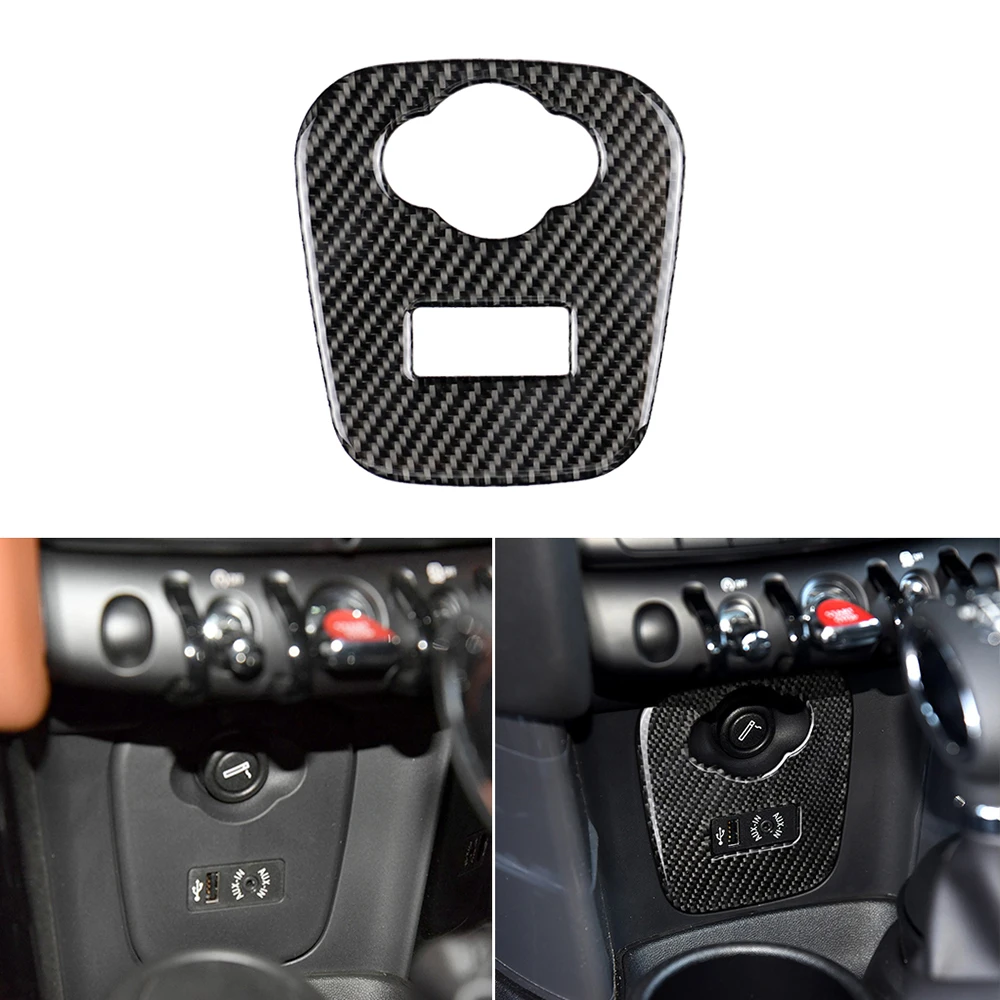 For Mini Cooper Accessories JCW Mini F56 F55 Carbon Fiber Interior Cigarette Lighter USB AUX Panel