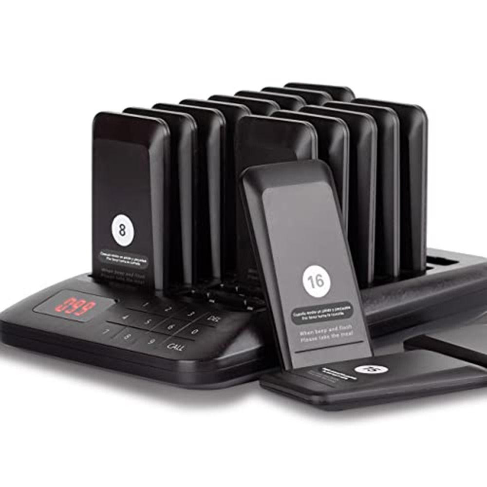 Wireless Restaurant Waiting Buzzer Pager 16Flash Guest Calling Queuing System for Coffee Burger Shop Food Truck Nursery Hospital
