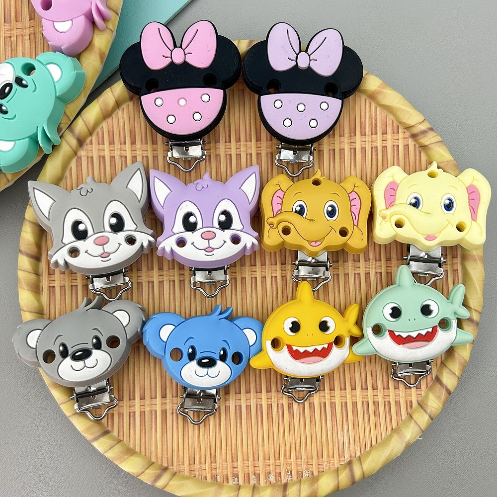 3PC Silicone Cartoon Clips Bracket Various Baby Pacifier Chain Holder Accessories Care Teether DIY Nipple BPA Free Baby Gifts