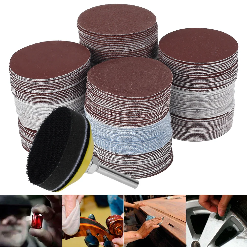 240Pcs 2Inch 50mm Sanding Discs Paper 60-3000 Grit Wet And Dry Flocking Sandpaper Round Shape
