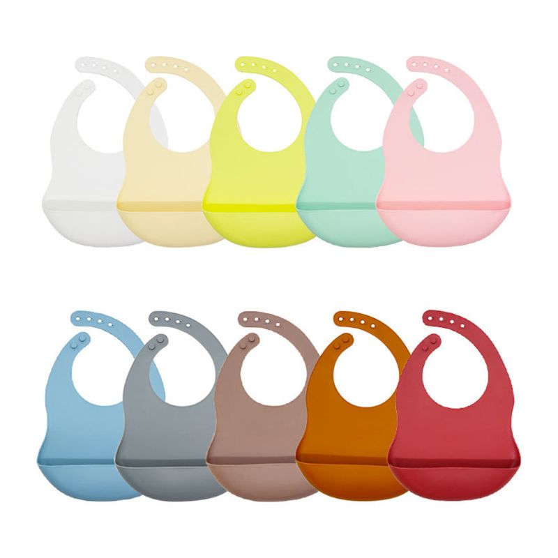 Soft Silicone Baby Bibs Waterproof Newborn Feeding Saliva Towel Adjustable Burp
