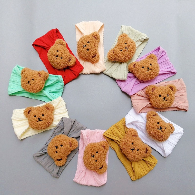 Baby Girl Headband Infant Hair Accessories Cute Bear Newborn Headwear Bear Elastic Gift Toddler Bandage Ribbon Soft Hair Band