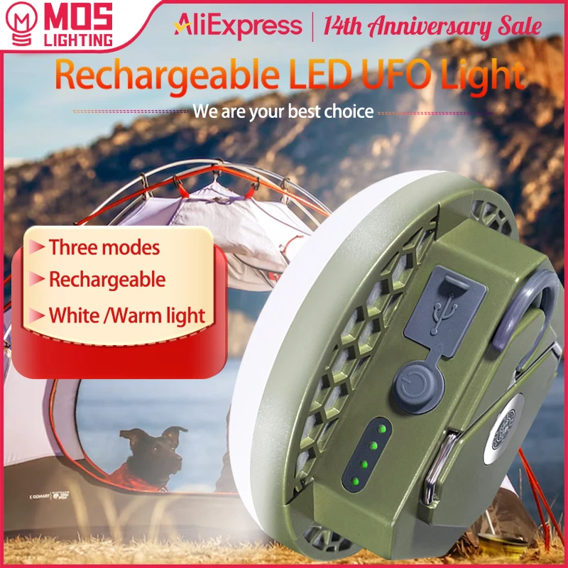 MOSLIGHTING LED Tent Light Rechargeable Lantern Portable Emergency Night Market Light Outdoor