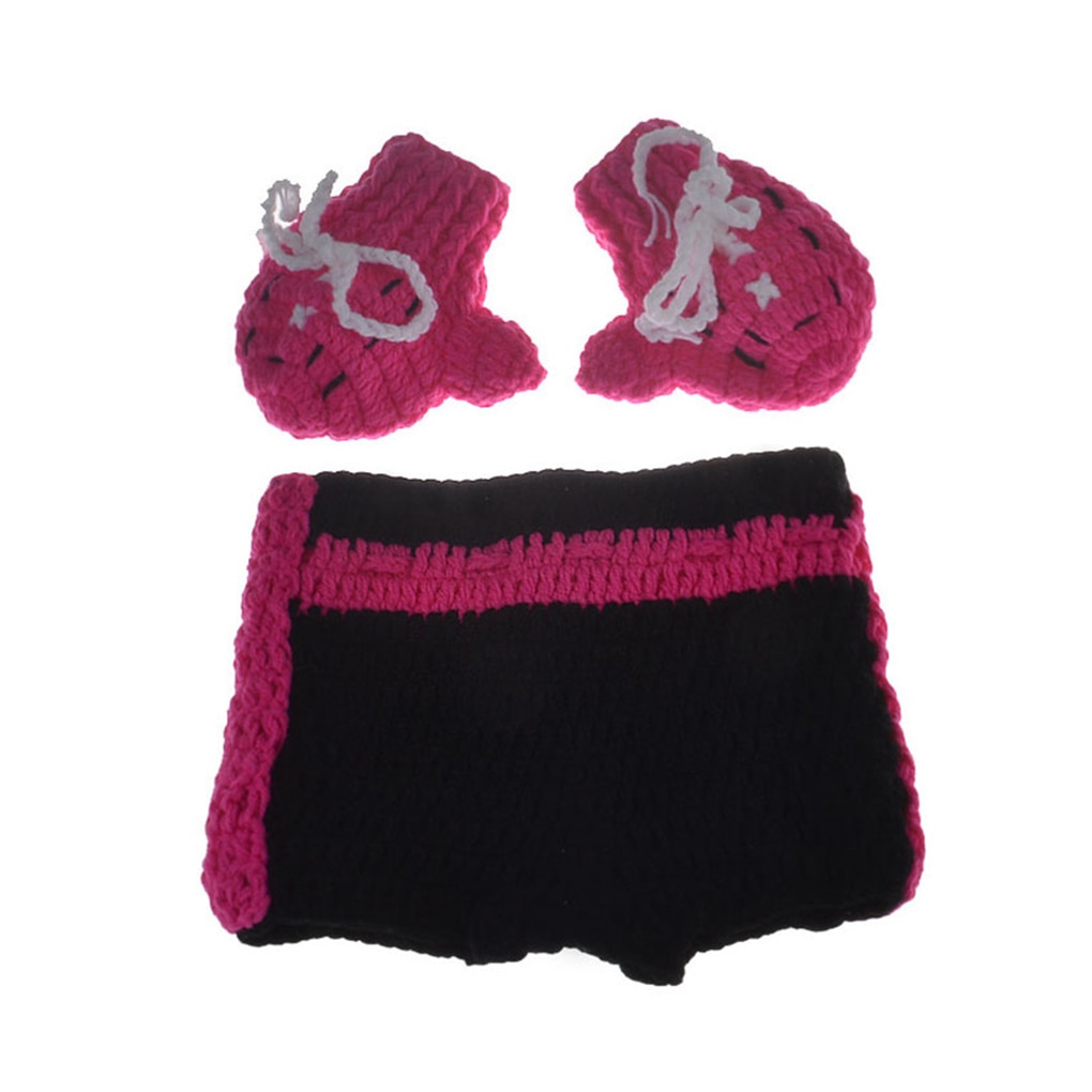 Newborn Knitted Boxing Costumes Handmade Woven Baby Monthly Photo Photography Prop Outfits