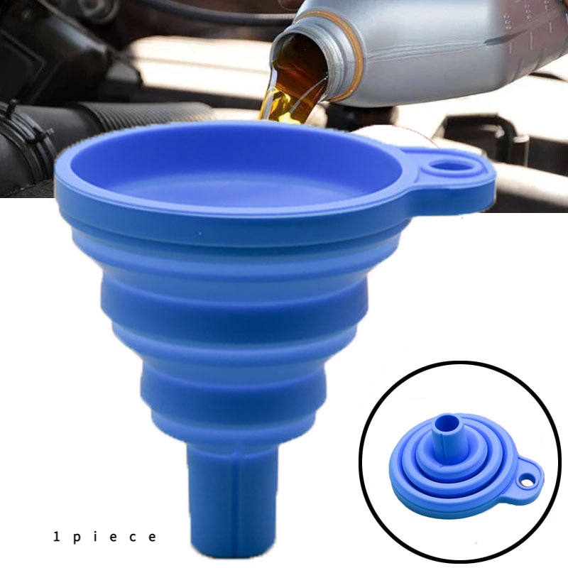 Solid Color Engine Funnel Car Universal Silicone Liquid Funnel Washer Fluid Change Foldable Portable Auto Engine