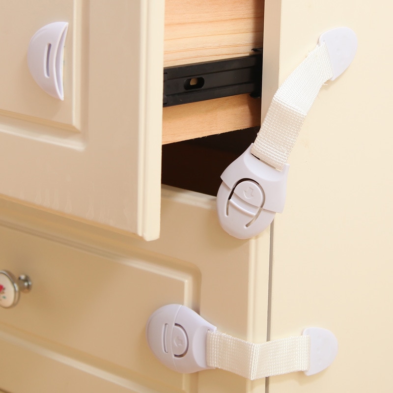 10pcs White Kids Safety Cabinet Lock Baby Proof Security Protector Drawer Door Cabinet Lock Plastic Door Lock