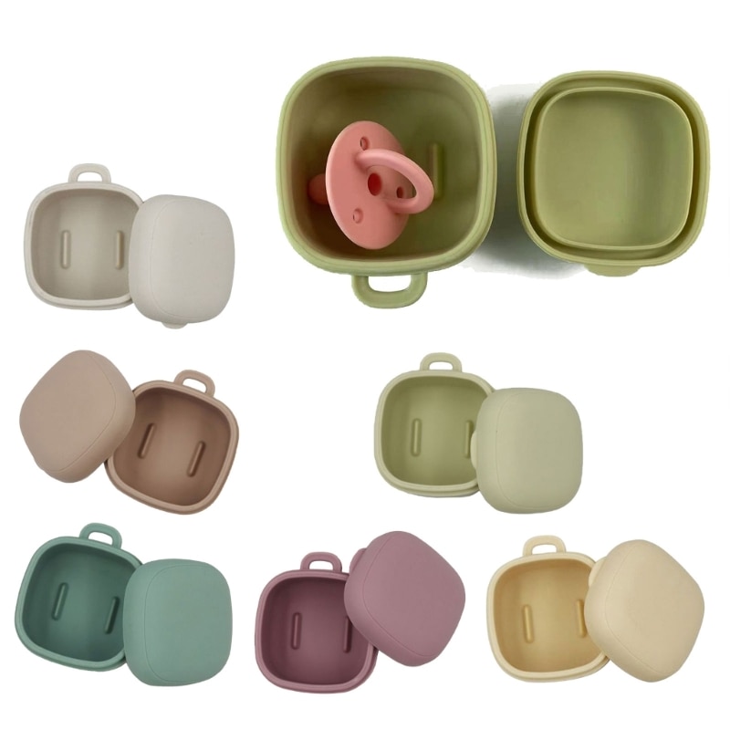 New Baby Pacifier Holder BPA Free Soft Silicone Infant Portable Feeding Soother Container Box Nipple Storage Box Teat Attachment