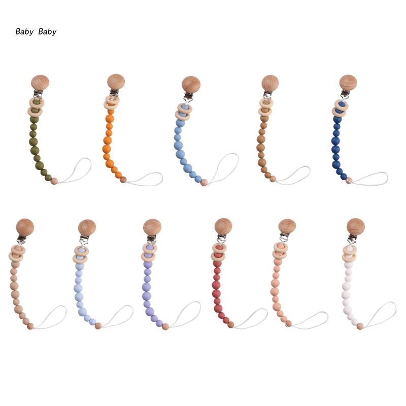 Q81A Pacifier Clip Chewing Bead Teething Relief Dummy Chain Baby Teether Clip