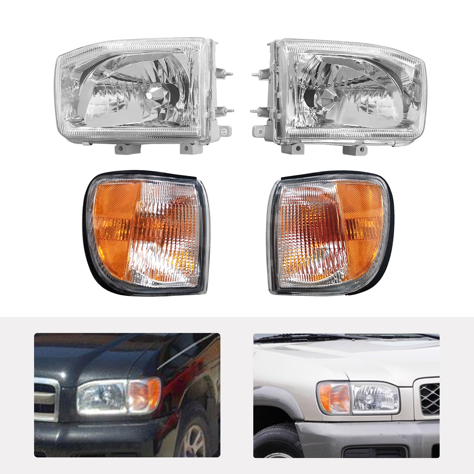 Headlight Kit For 1999-2004 Nissan Pathfinder Left and Right Side 4pc