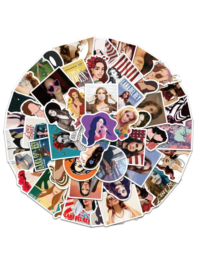 50PCS American Female Singer Lana Del Rey Sticker for Luggage Laptop IPad Skateboard Journal