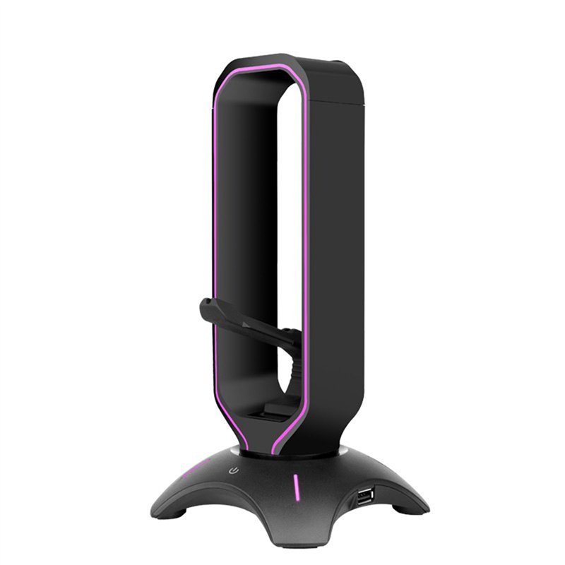 RGB Headphones Stand Over-Ear Headset Holder Desktop Display Shelf with 2 USB Ports Gaming PC Accessories Desk(White)