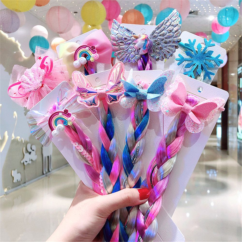 Fashion Ponytail Elastic Headwear Kids Hair Accessories Colorful Wig Hair Ropes Girls Hair Bands Princess Headbands
