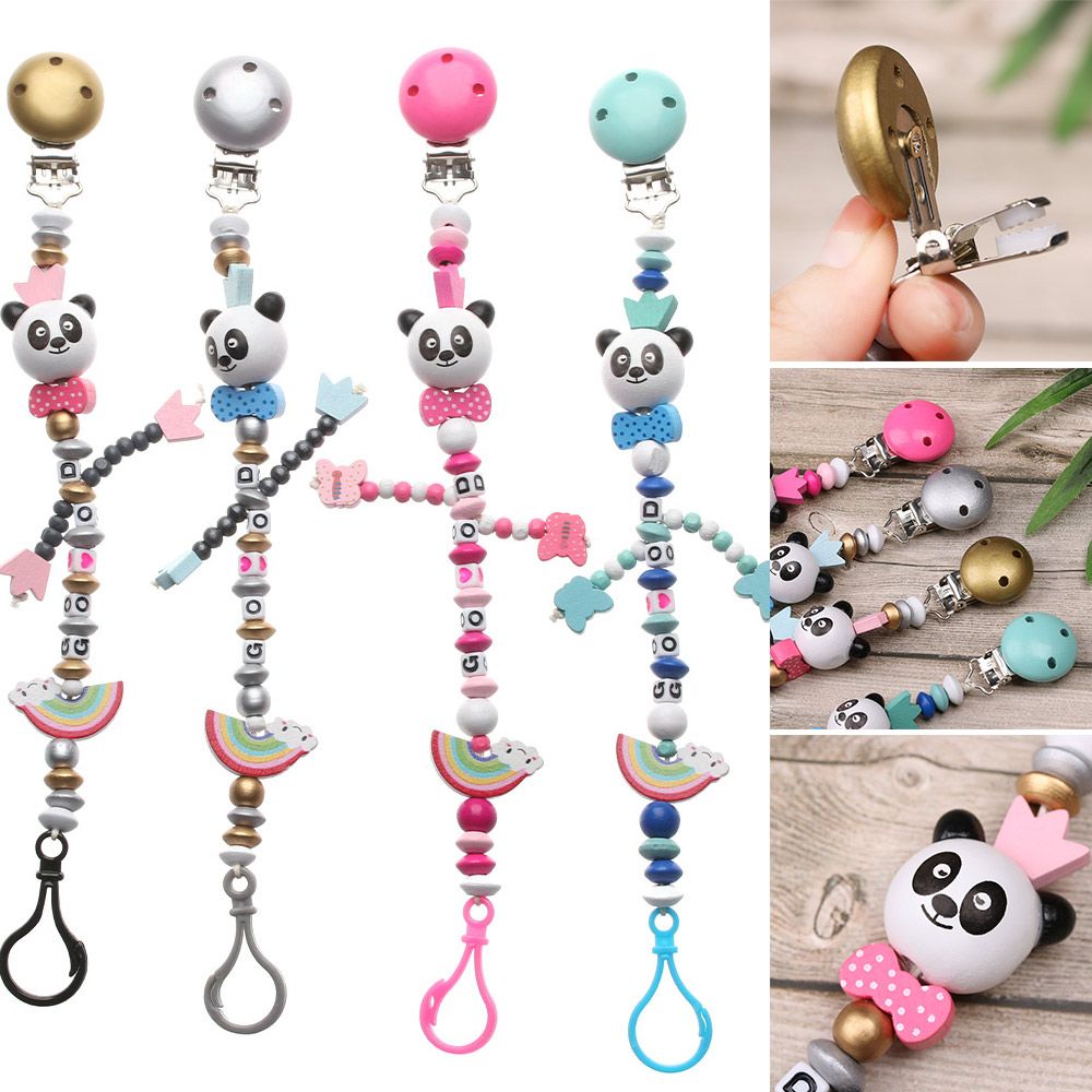 Cute Silicone Multicolor Panda Teething Soother Baby Chew Toy Pacifier Clip Pacifiers Chain