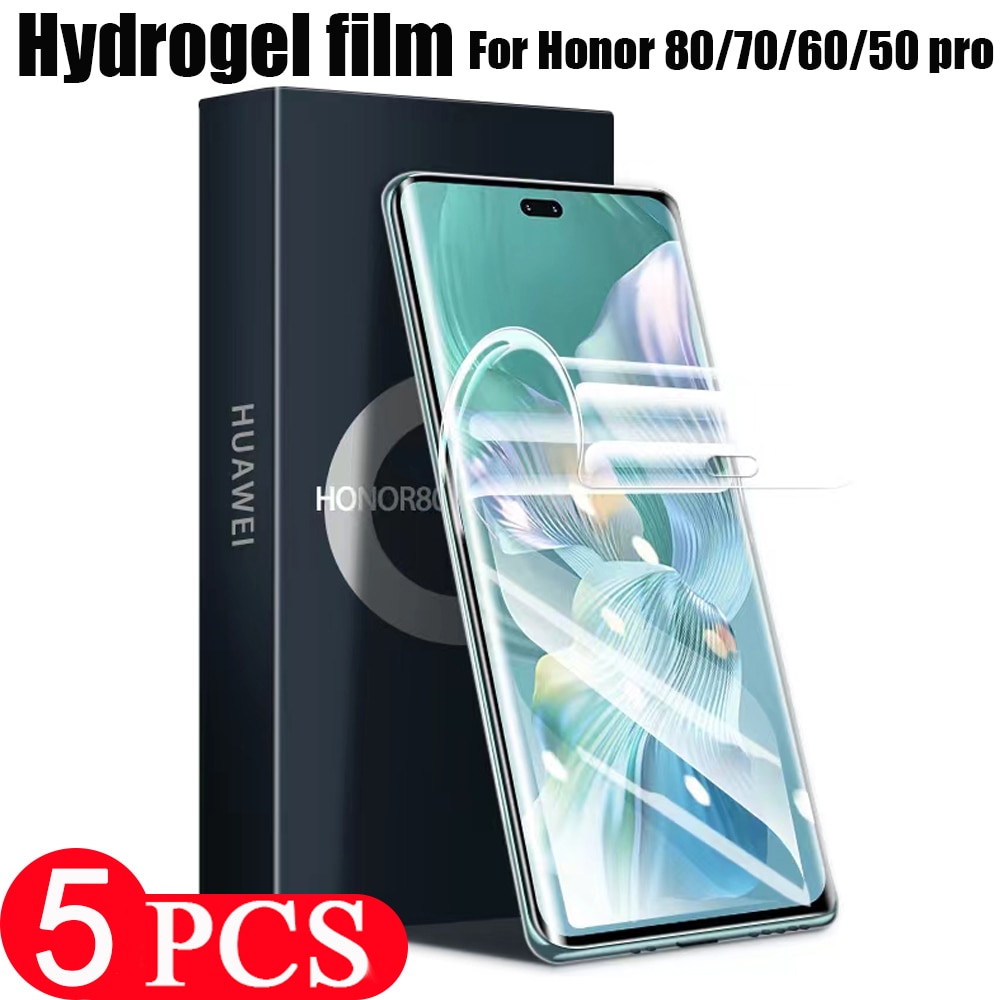 5Pcs phone screen protector for Honor 80 SE GT 70 60 50 lite pro plus Flat Hydrogel film Not Glass HD protective film Smartphone