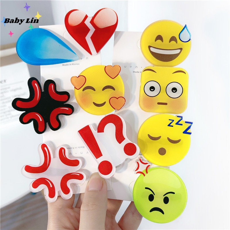 Girl Side Bangs Clip Sweet Hair Clips Headdress Jewelry 1Pcs Funny Emojied Hairpins Cute Water Drop Hair Decorate Accessories