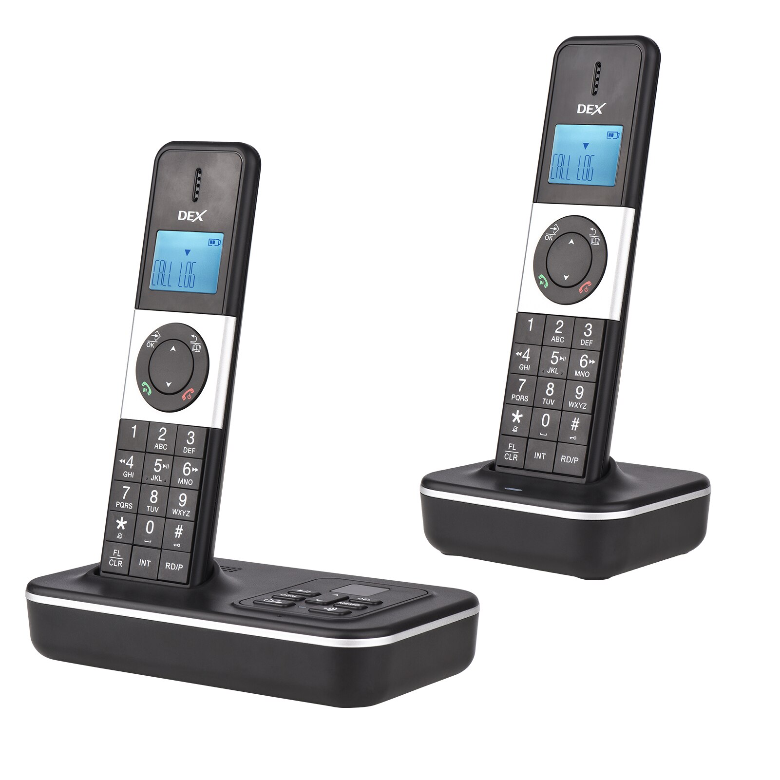 D1002 TAM-D 2-Handset Cordless Phone with Answering Machine Caller ID/Call Waiting 1.6 inch LCD Support 16 Languages