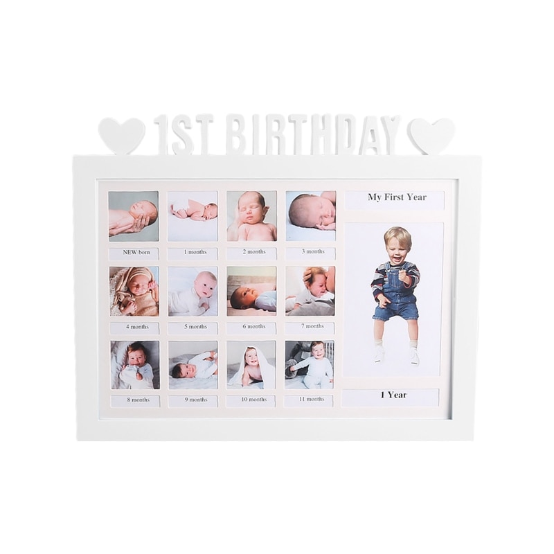 for Creative First Year Photo Moment Baby Keepsake Frame DIY 0-12 Month Picture Display Plastic Collage Frame for Mom Parents