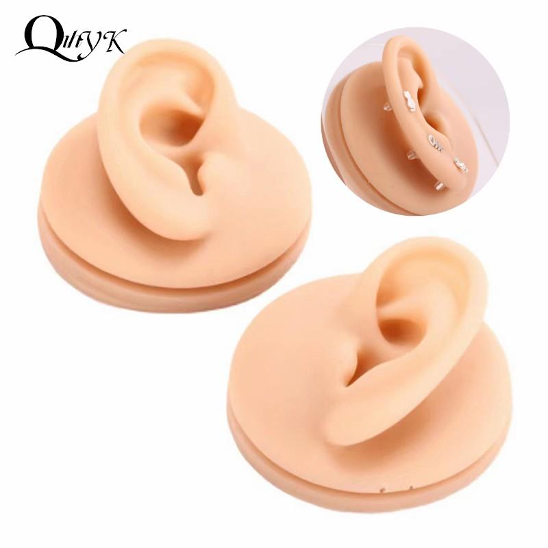 1:1 Practice Jewelry Piercing Silicone Ear Model Professional Earring Ear Stud Display Tools Reused Body Jewelry Tools