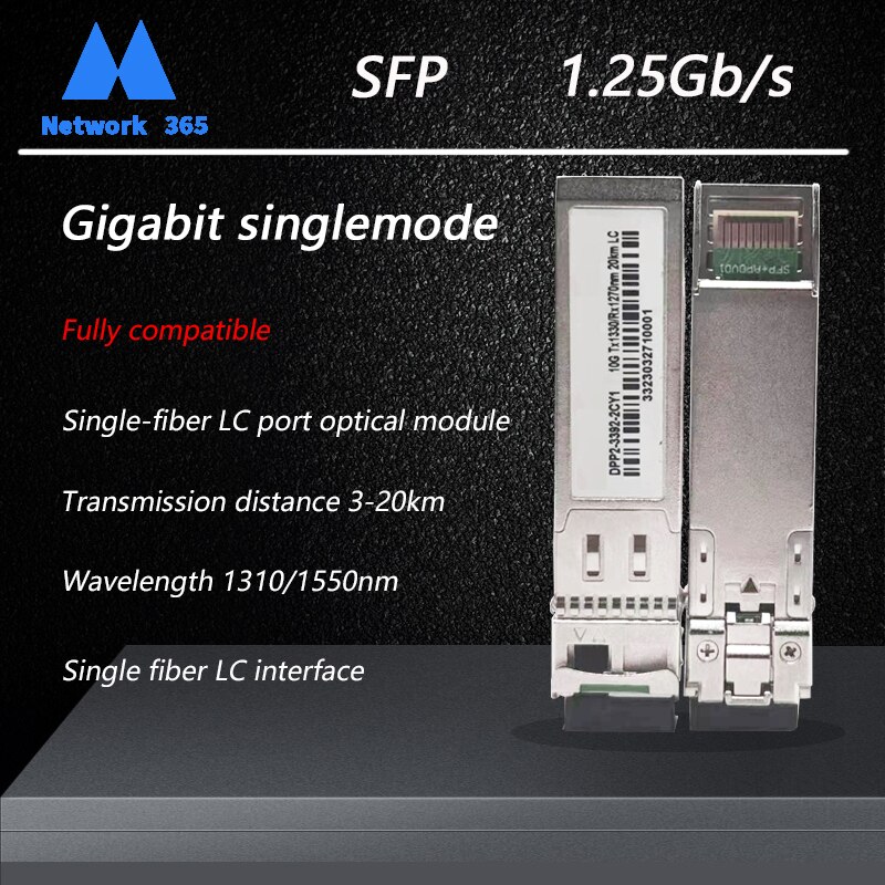 1.25G SFP Module Single Mode 3-20KM LC Simplex Connector Single Fiber Gigabit Ethernet Switch