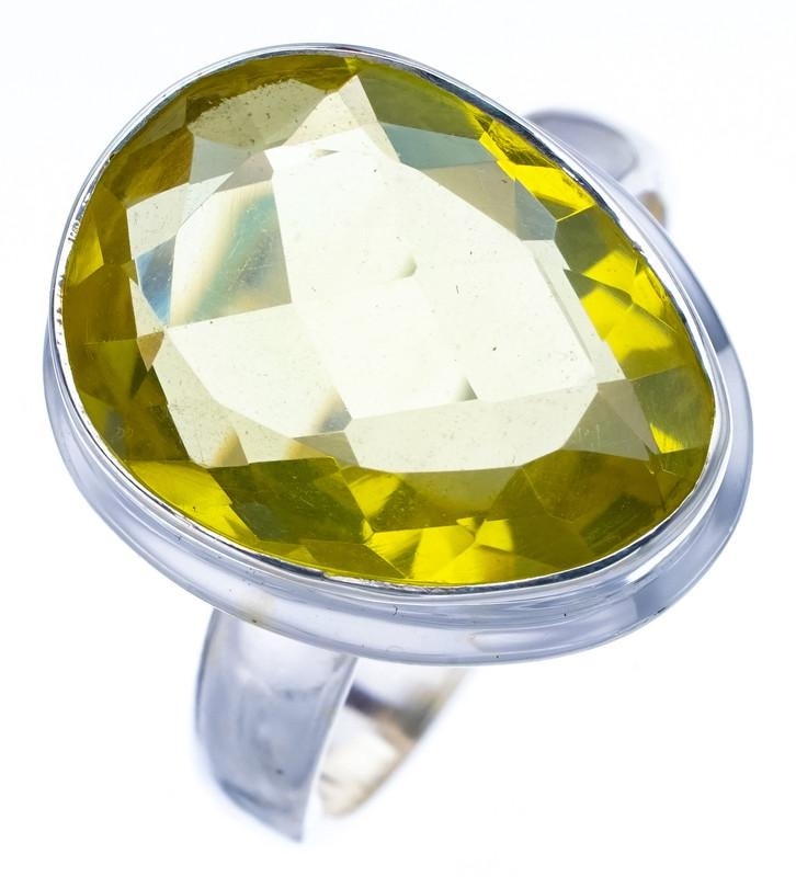 StarGems Natural Green Amethyst Handmade 925 Sterling Silver Ring 6.75 F0342