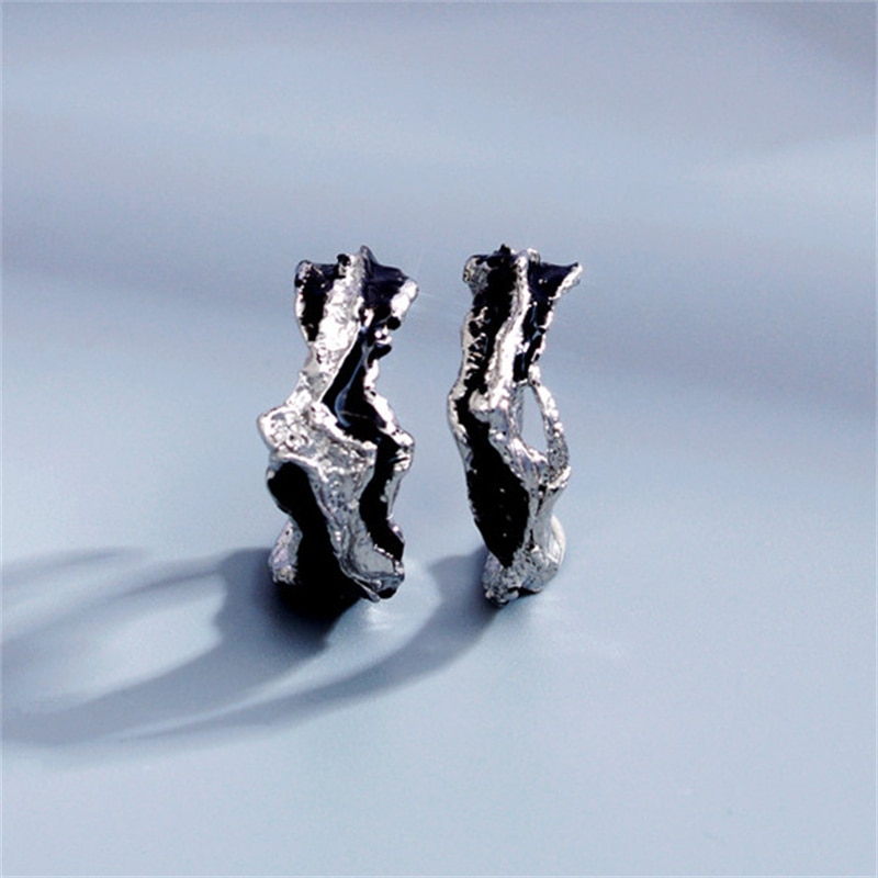 Retro Ashes Texture Cool Style Ring Male Jewelry Adjustable Index Finger Accessories Trendy Couple Ring 925 Silver Women Wedding