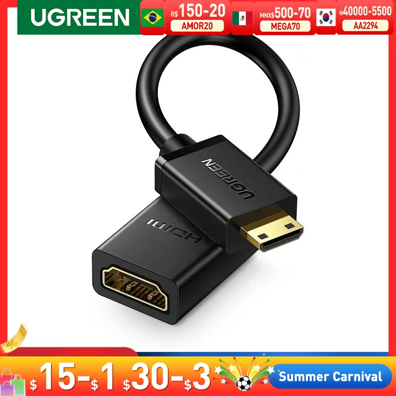 Ugreen Mini HDMI Adapter Mini HDMI to HDMI Cable Adapter 4K Compatible for Raspberry Pi ZeroW