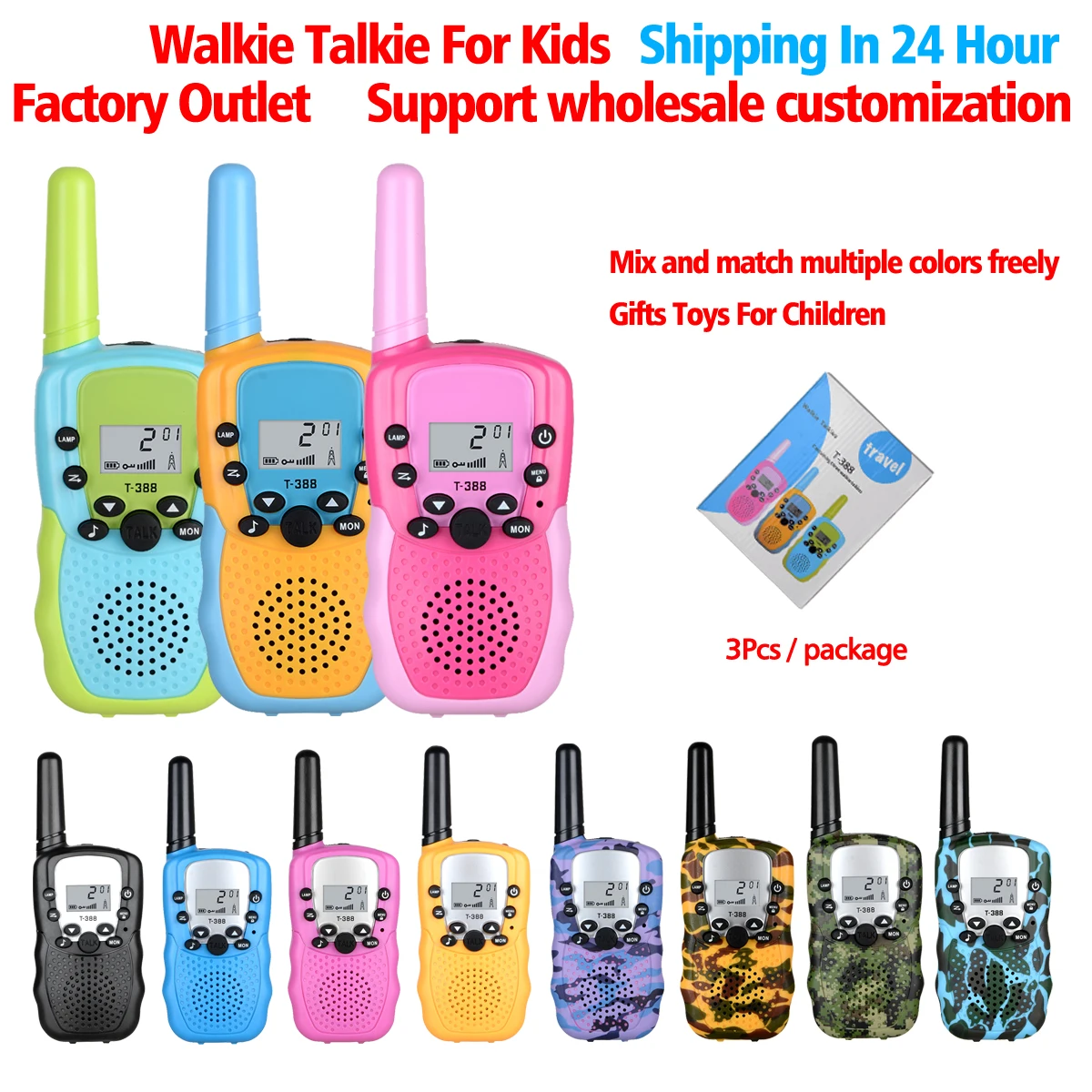 3Pcs Kids Walki Talki Celular Handheld Transceiver Phone Radio Interphone 6KM Mini Toys Talkie