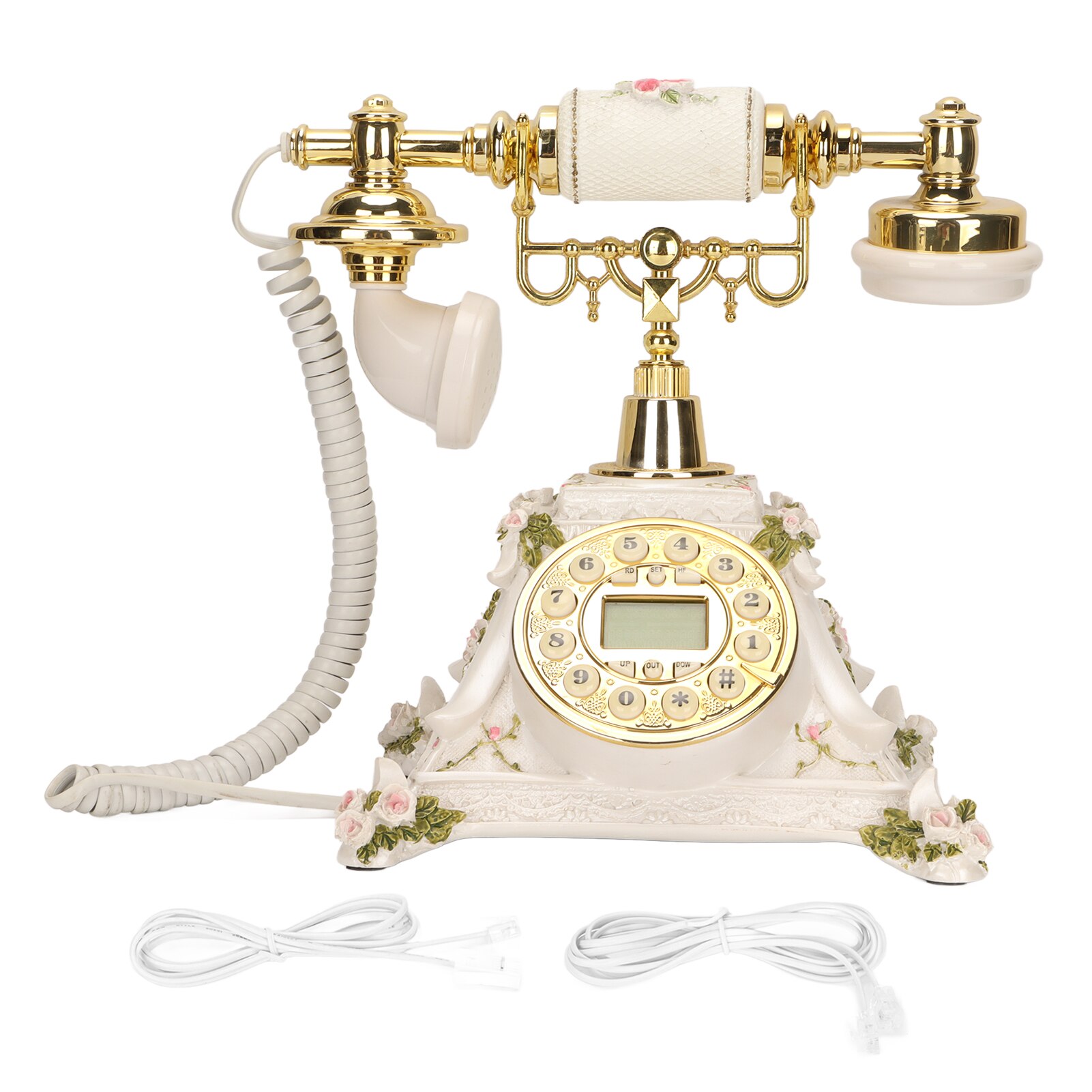 Vintage Telephone Button Dialing Hands Free Old Fashioned Landline with LCD Display for Home Cafe Office