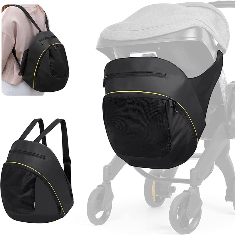 Mommy Storage Bag For Doona Stroller Accessories Portable Storage Bag Mom Backpack 2 In 1 Black Waterproof Diaper Bag