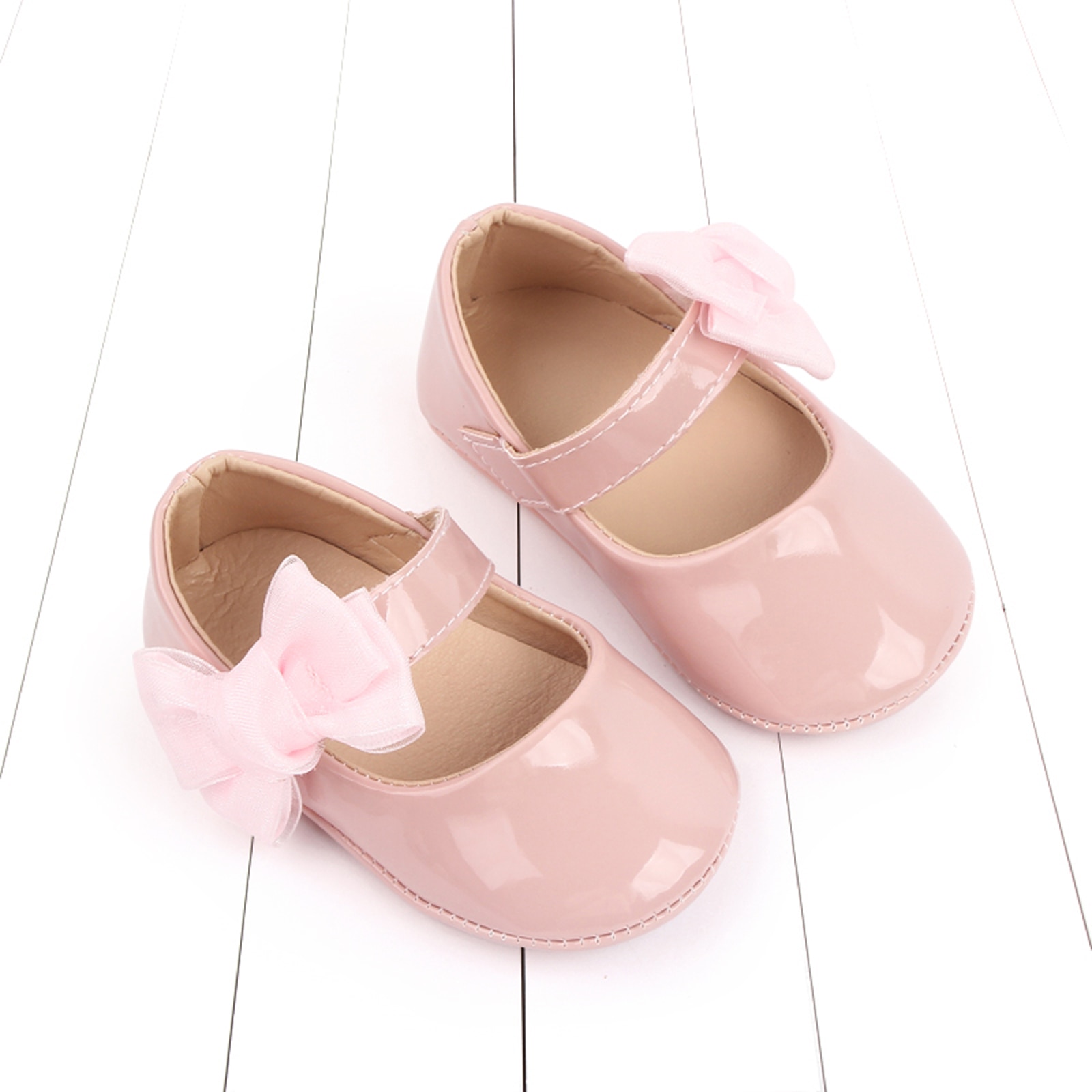 Baby Girls Cute Moccasinss Soft Sole Bowknot PU Leather Flats Shoes First Walkers Non-Slip Princess Shoes
