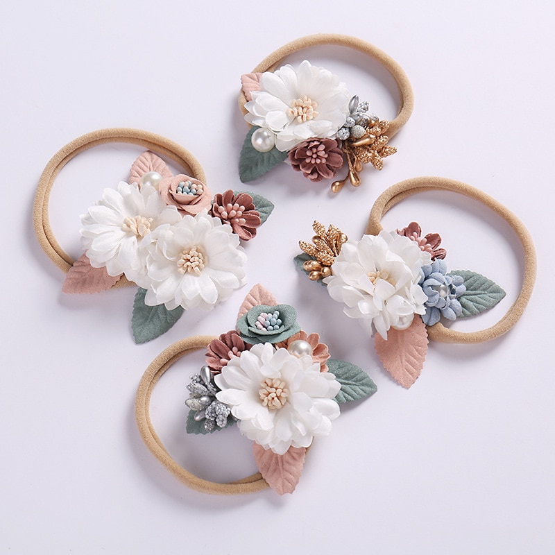 Handmade Flowers Hair Accessories Children Baby Non-marking Stretch Headband Super Fashion Baby Girl Hair Accessories