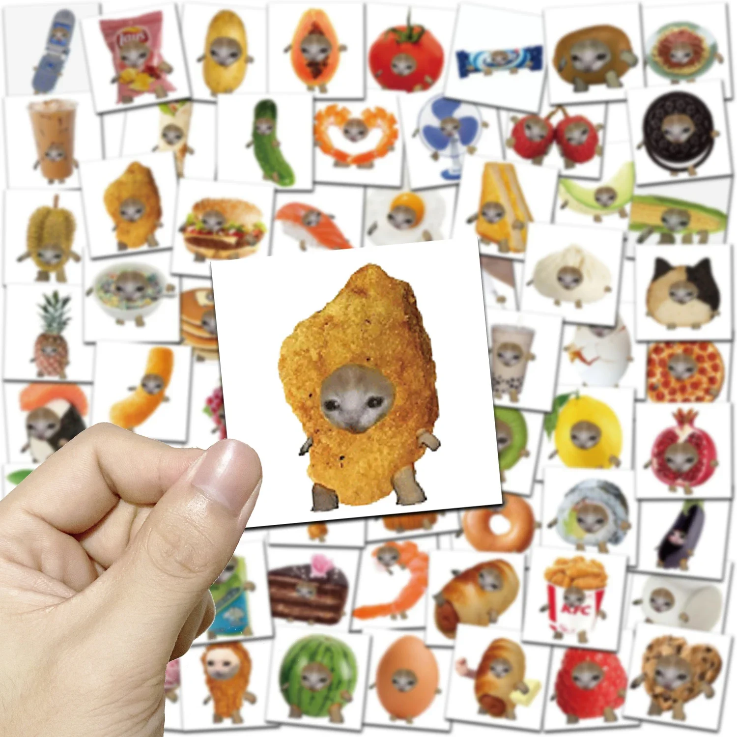 10/50pcs Kawaii Cat Food Meme Sickers Funny Decal Bicycle Notebook Suitcase Luggage Laptop Phone