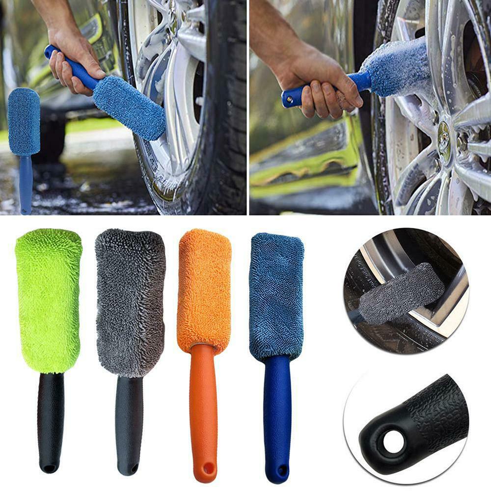 1pcs Car With Plastic Handle Universal Portable Auto Detailing Brush Durable For Car Trunk Motorcycle Microfiber Wheel Rim Brush