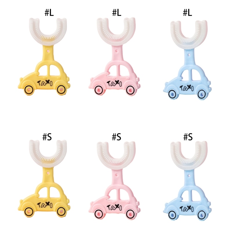 Cartoon Handheld 360 Degree U-shaped Baby Toothbrushes Soft Brush for Head Tooth
