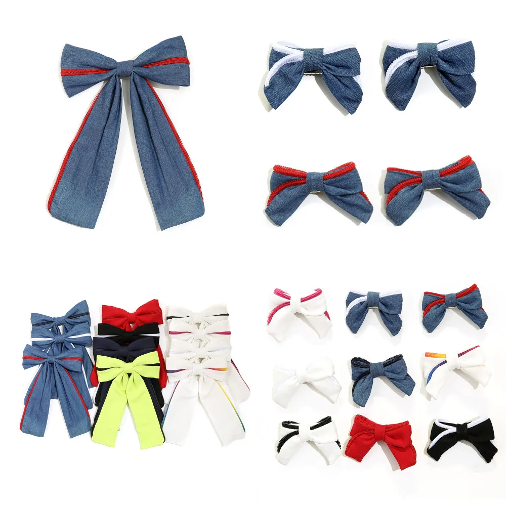 001D New Cute Solid Ribbon Hair Clips For Baby Girls Handmade Bows Hairpin Hair Clips Headwear