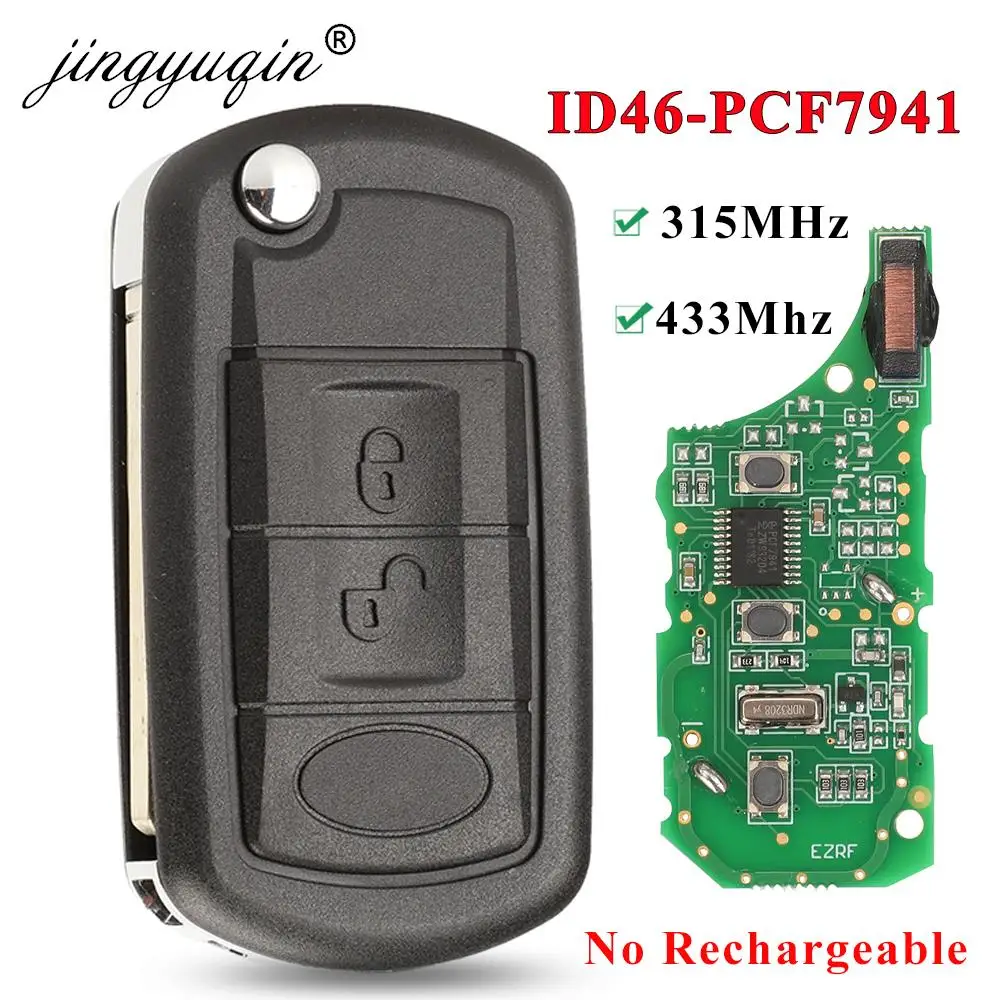 jingyuqin 315/433MHz ID46-PCF7941 Chip 3B Flip Remote Control Car Key Fob For RANGE ROVER Sport Land