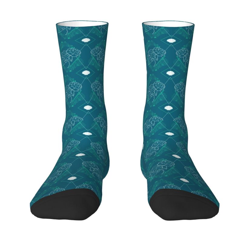 Teal Jellyfish Men's Crew Socks Unisex Novelty Spring Summer Autumn Winter Dress Socks